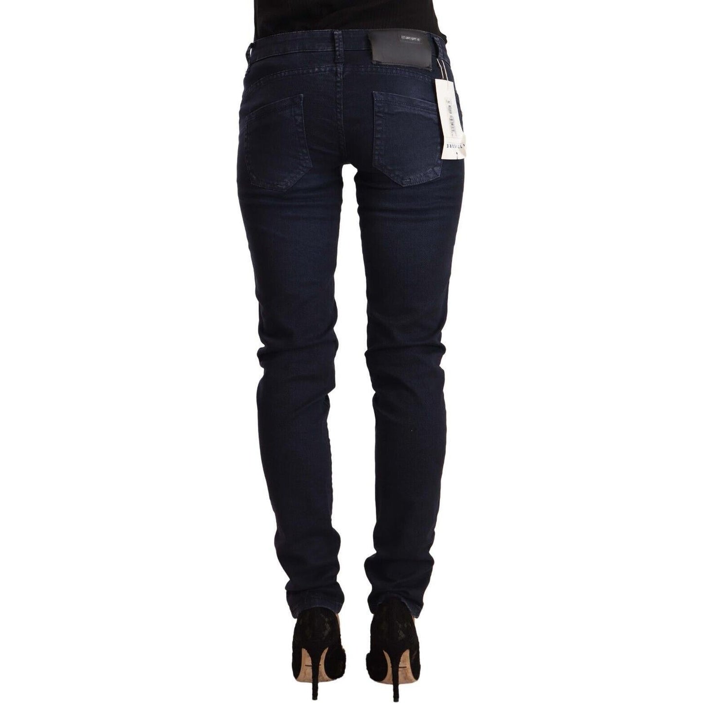 Acht Blue Washed Cotton Low Waist Slim Fit Denim Jeans