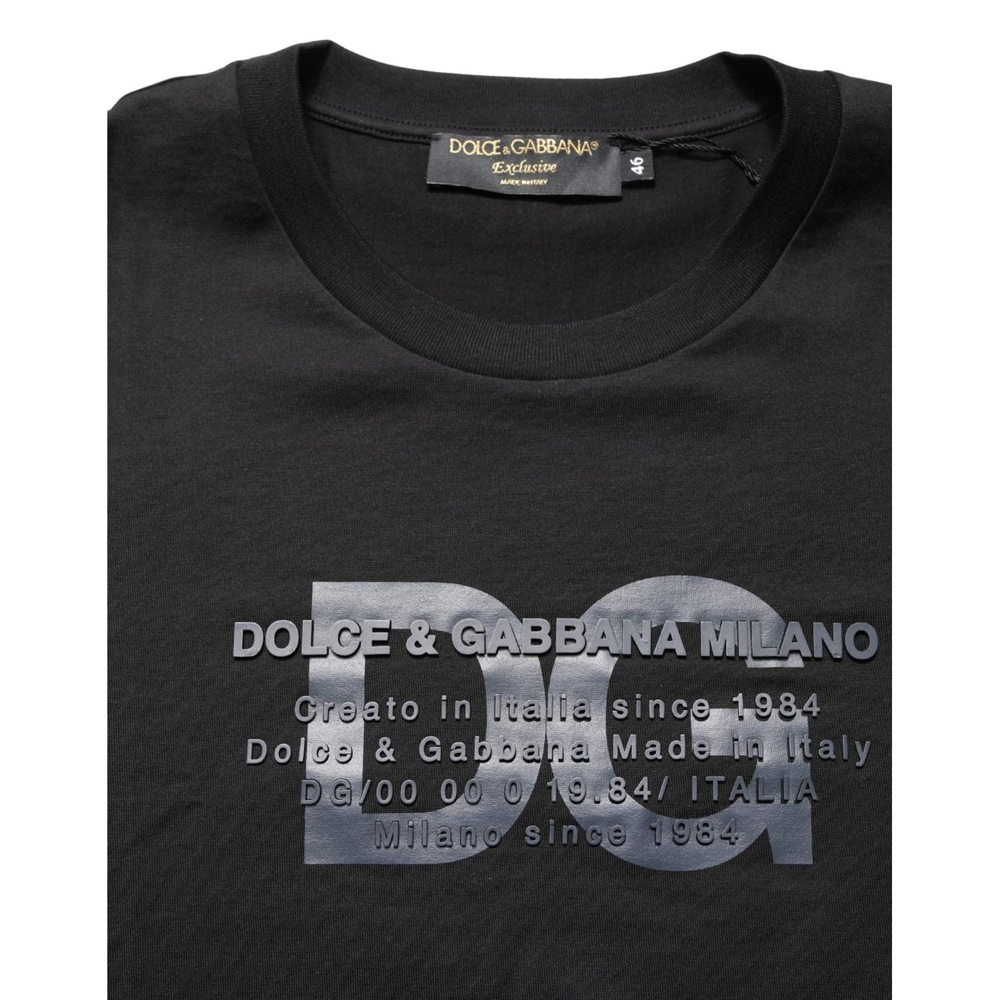 +39 MASQ Black Logo DG Print Cotton Crew Neck T-shirt