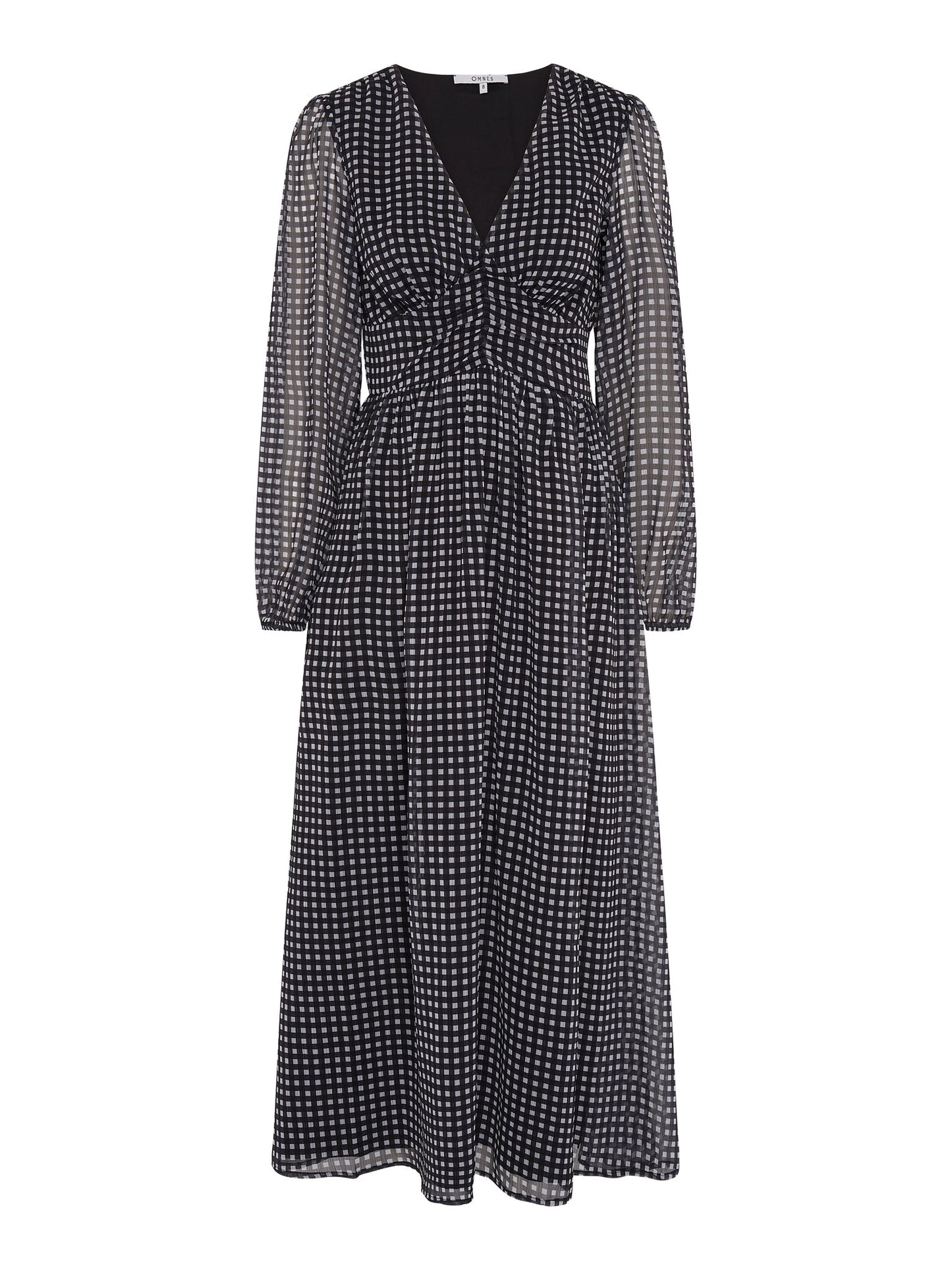 Gabriella Dress in Mono Gingham Print