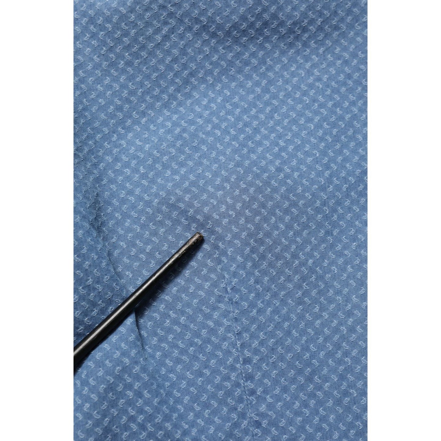 AGLINI Blue Cotton Slim Fit Collared Long Sleeve Casual Shirt