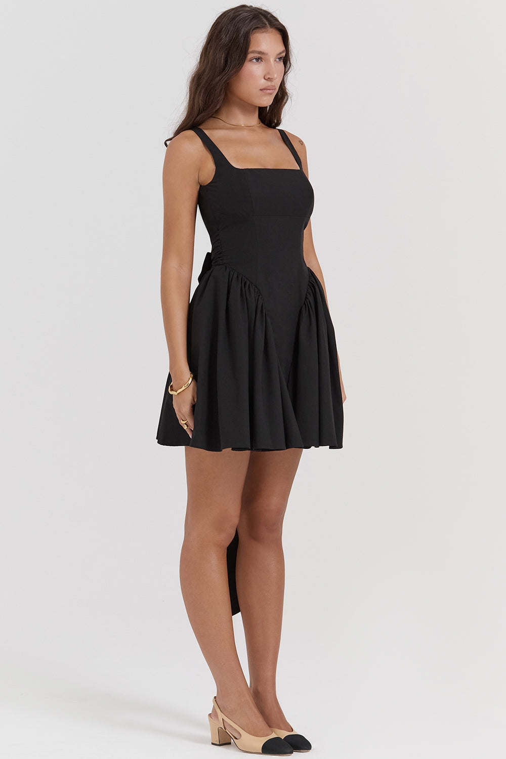 black bow mini dress
