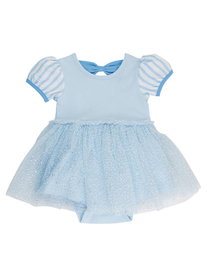Baby Girls Glass Slipper Princess Short Sleeve Bow Twirl Romper