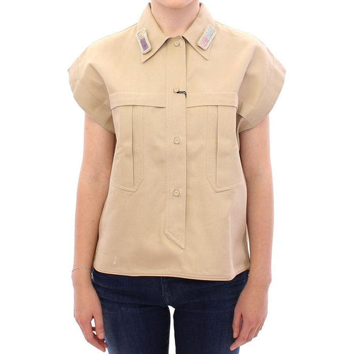 Andrea Incontri Beige Sleeveless Blouse Top
