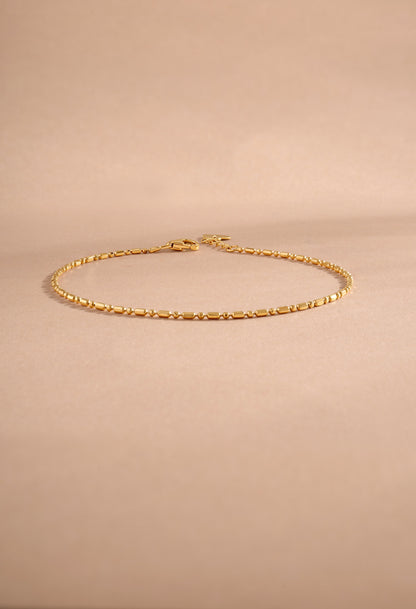 14K Solid Gold Bar Station Chain Bracelet