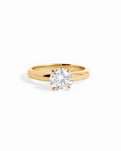14K Solid Gold Round Solitaire Lab Grown Diamond Ring