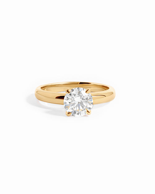 14K Solid Gold Round Solitaire Lab Grown Diamond Ring