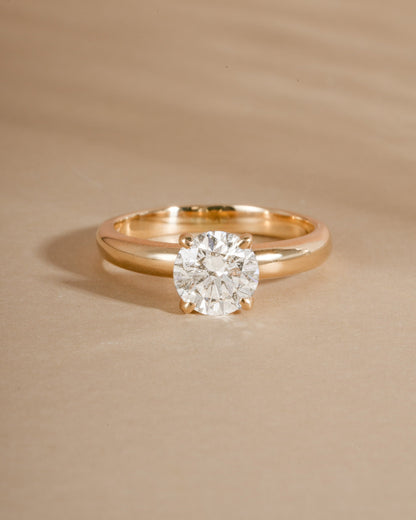 14K Solid Gold Round Solitaire Lab Grown Diamond Ring