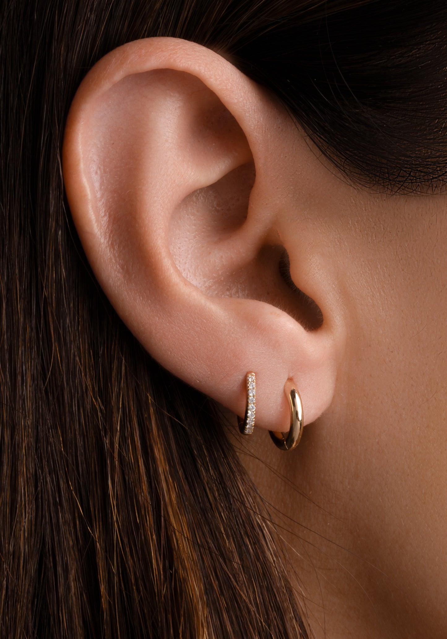 14K Solid Gold Simple Huggies