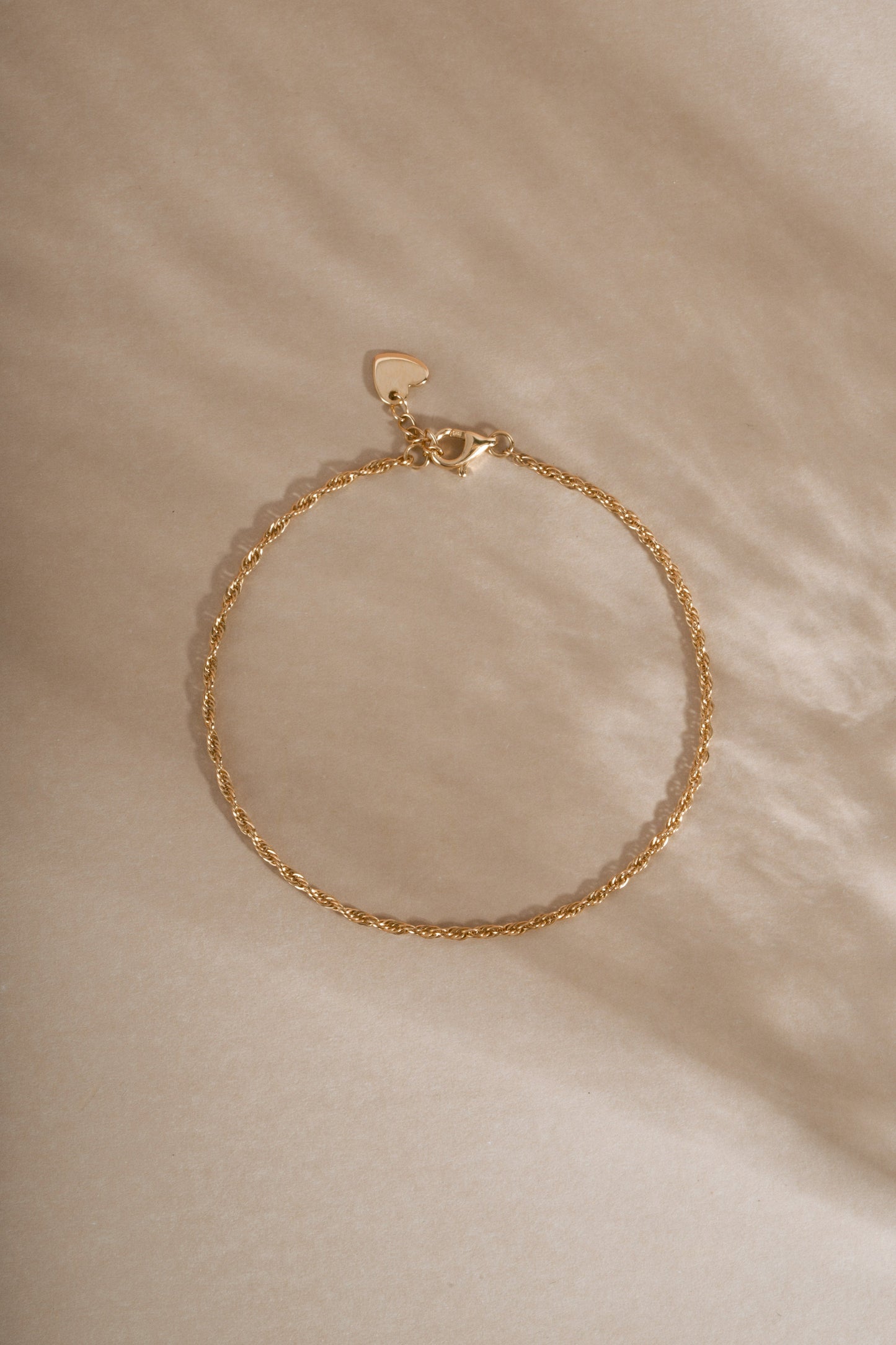 14K Solid Gold Twisted Rope Chain Bracelet