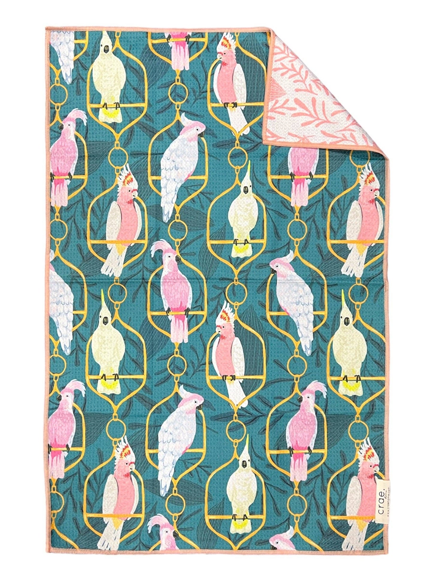 Bouffant: Reversible Hand Towel: Turquoise/White/Pink / 19x29 in / Hand Towel