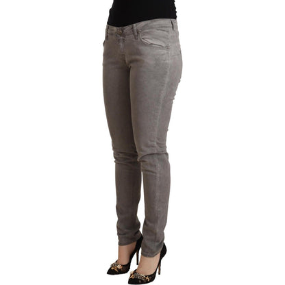 Acht Gray Cotton Low Waist Skinny Push Up Denim Jeans