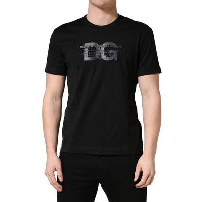 +39 MASQ Black Logo DG Print Cotton Crew Neck T-shirt