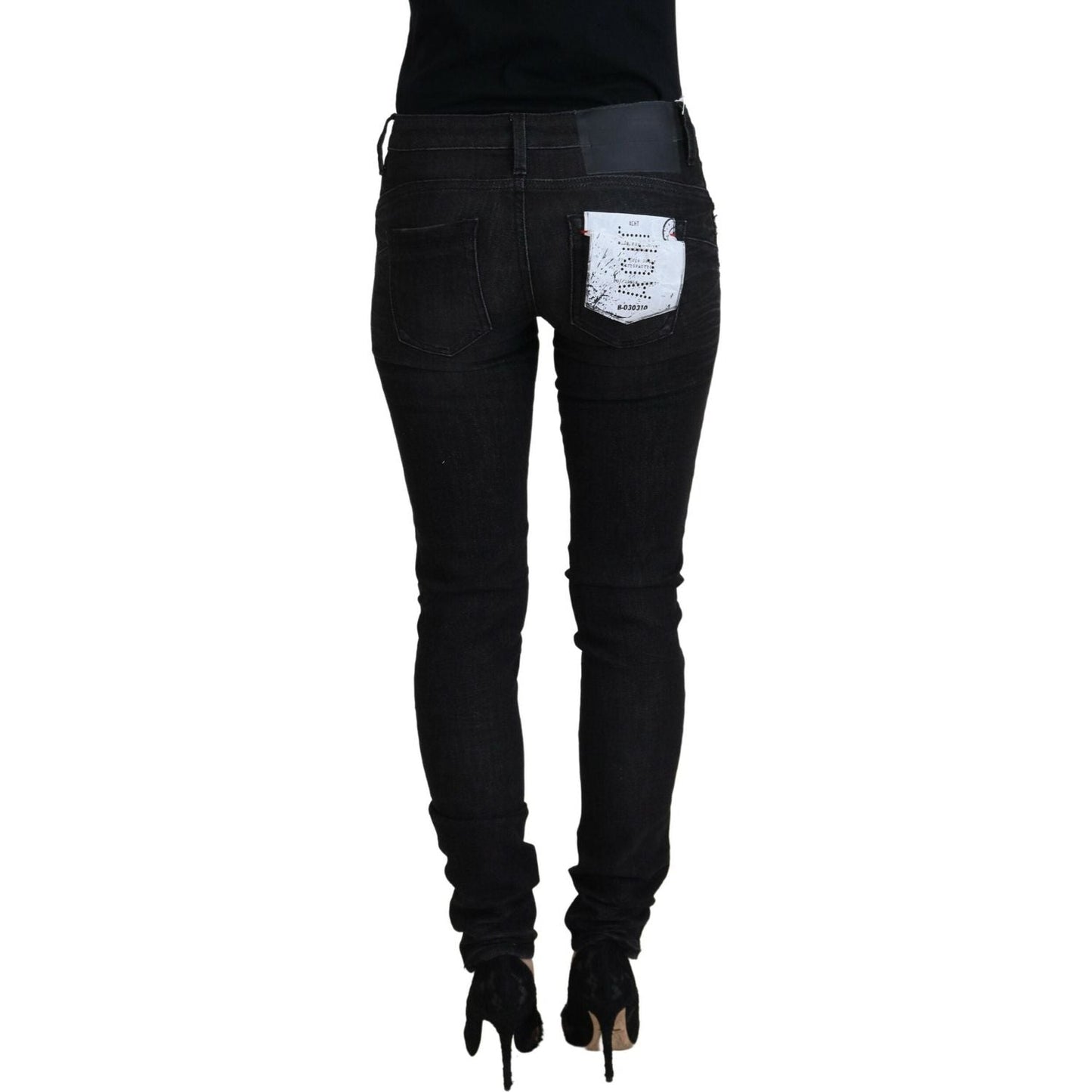 Acht Black Cotton Slim Fit Women Casual Denim Jeans
