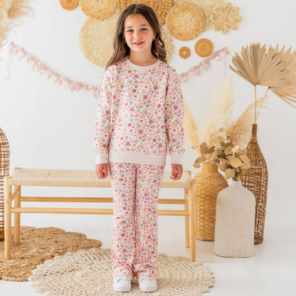 Berry Floral Flare Legging and sweater set