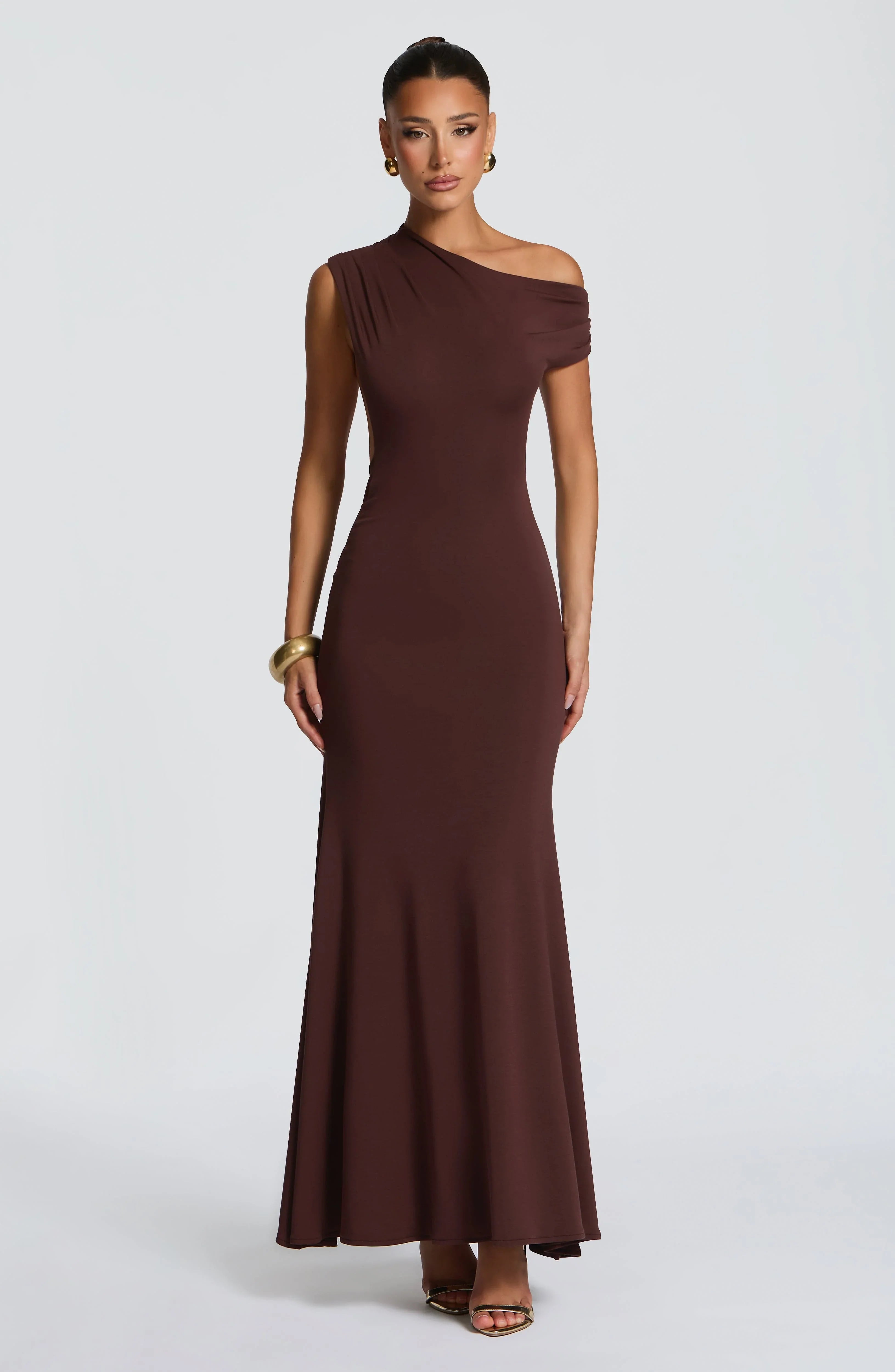 Fiora Maxi Dress - Plum Brown