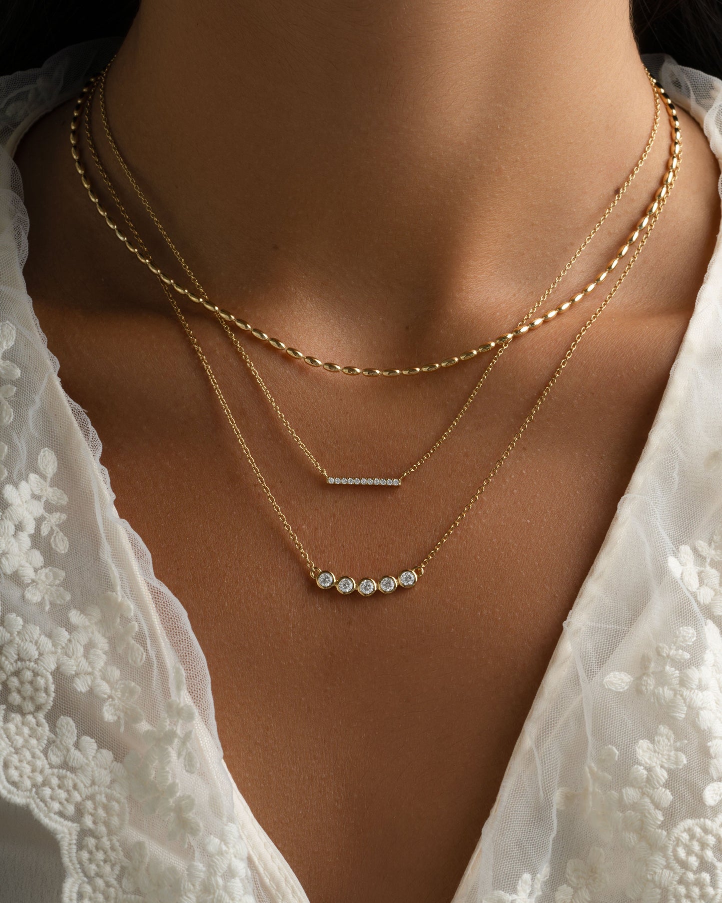 Five Stone Bar Necklace