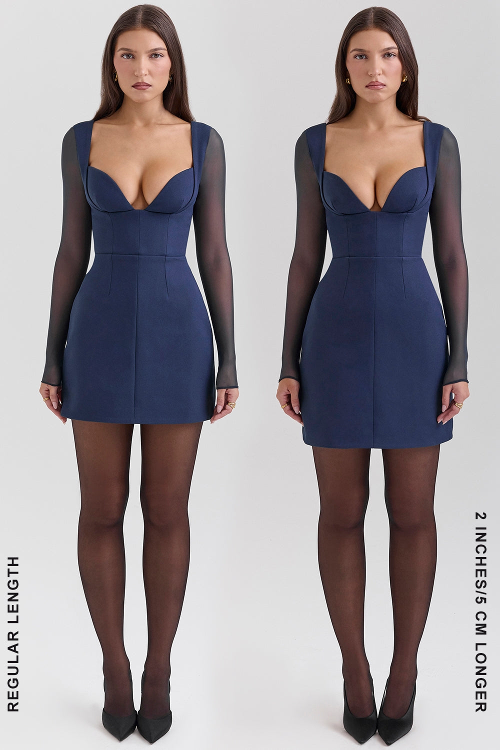 midnight stretch crepe plunge mini dress - sale