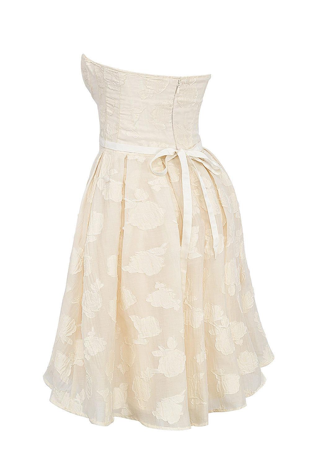 vintage cream floral strapless mini dress