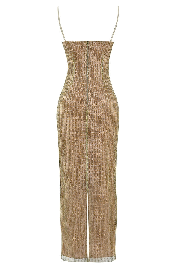 cafe au lait beaded maxi dress - limited edition