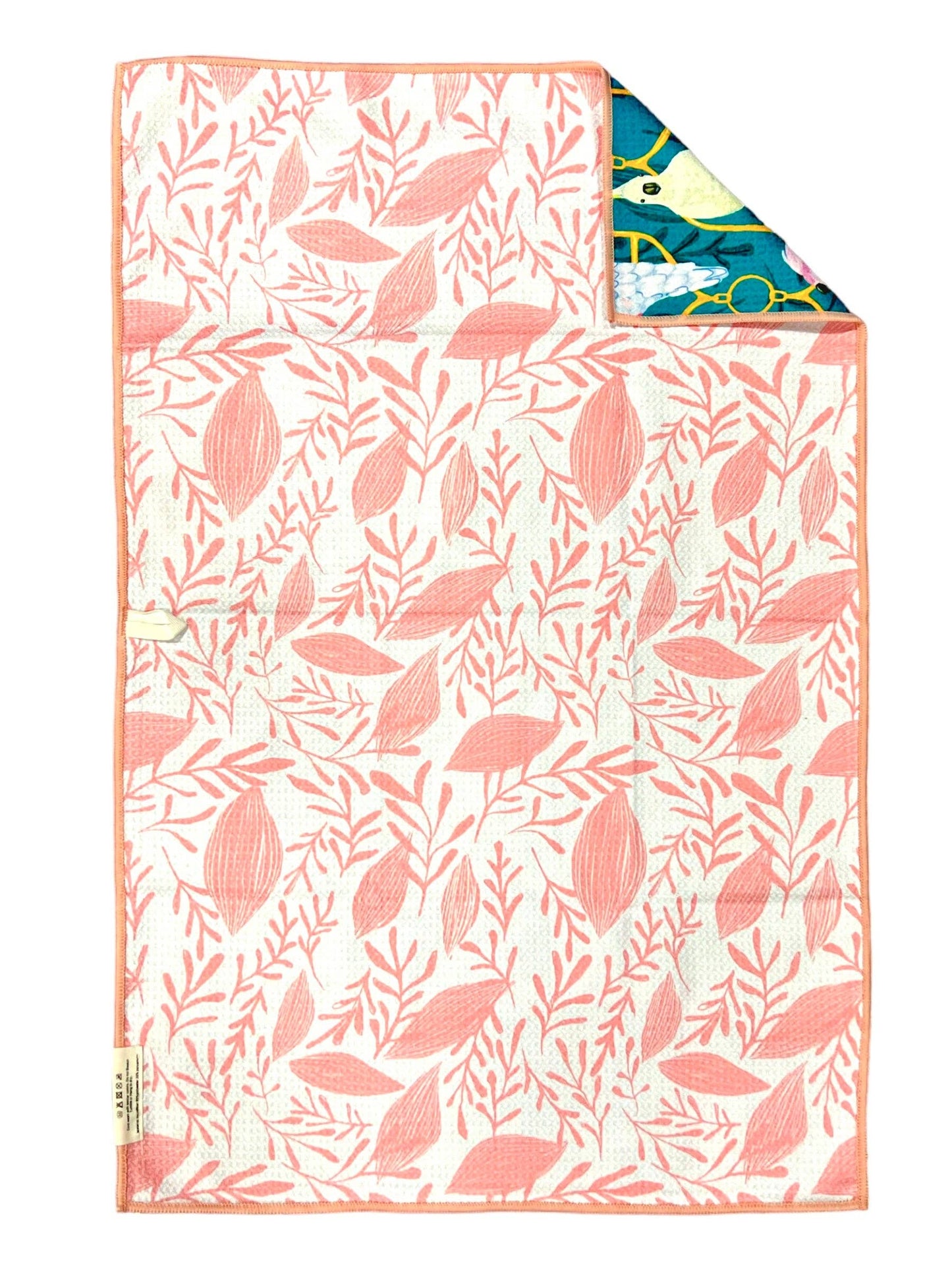 Bouffant: Reversible Hand Towel: Turquoise/White/Pink / 19x29 in / Hand Towel