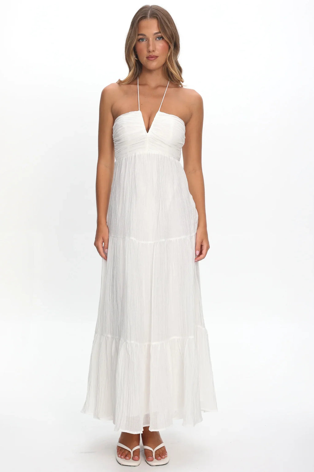 Dorelle V-Bust Halter Maxi Dress White