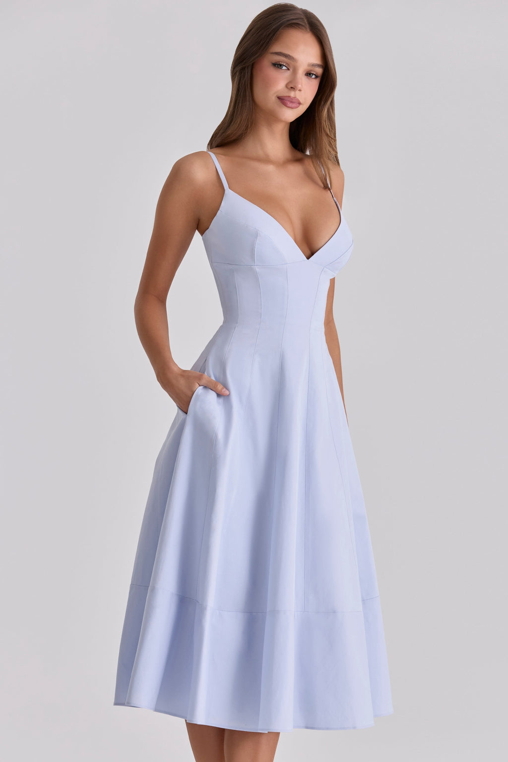 bluebell lace up cotton midi sundress