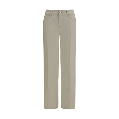 7FOR Beige Cotton Straight-Leg Jeans