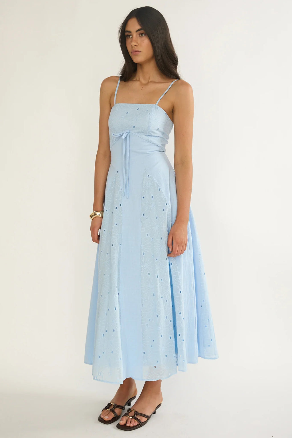 Shaye Embroidery Insert Maxi Dress Blue