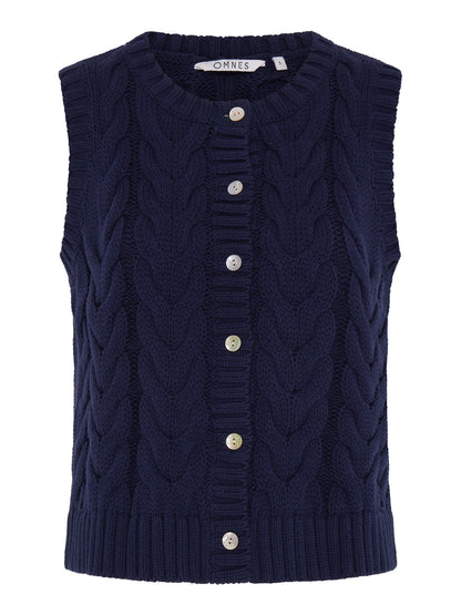 Matilda Cable Knitted Vest in Navy
