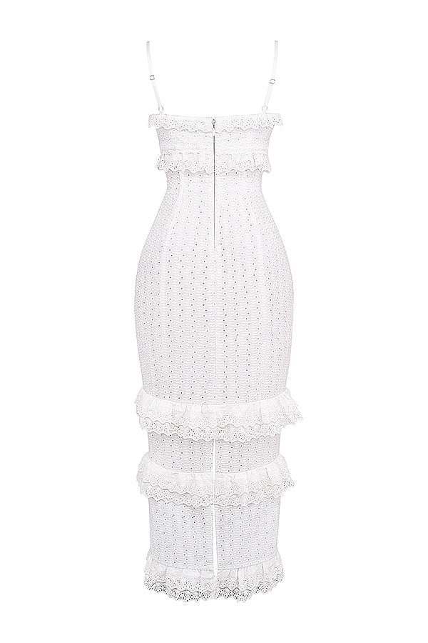 white broderie maxi dress