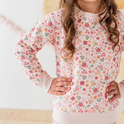 Berry Floral Flare Legging and sweater set