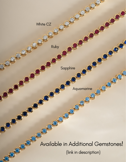 Aquamarine Bezel Tennis Bracelet