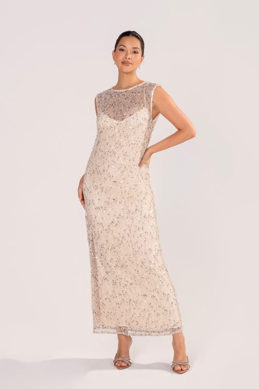 Athena Sequin Mesh Maxi Dress