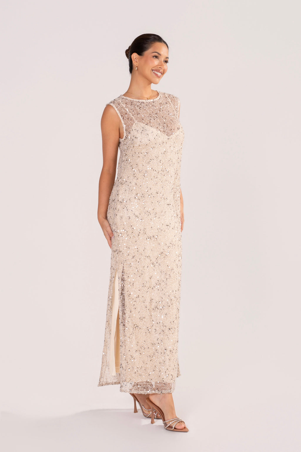 Athena Sequin Mesh Maxi Dress
