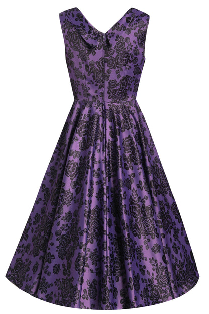Grace Purple Rose Pleated Bust Dress