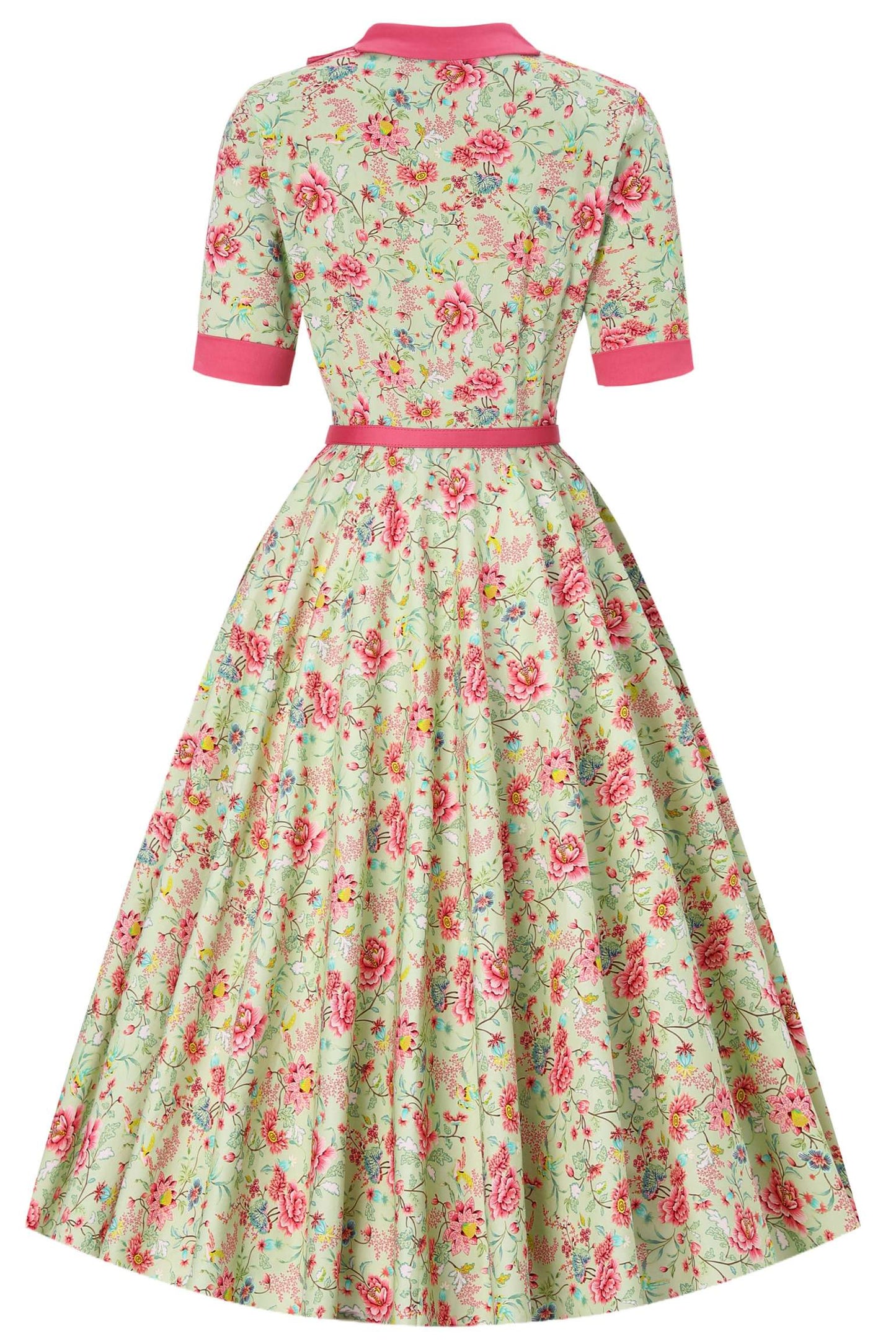 Mollie Peony Full Circle Shirt Dress In Tea Green