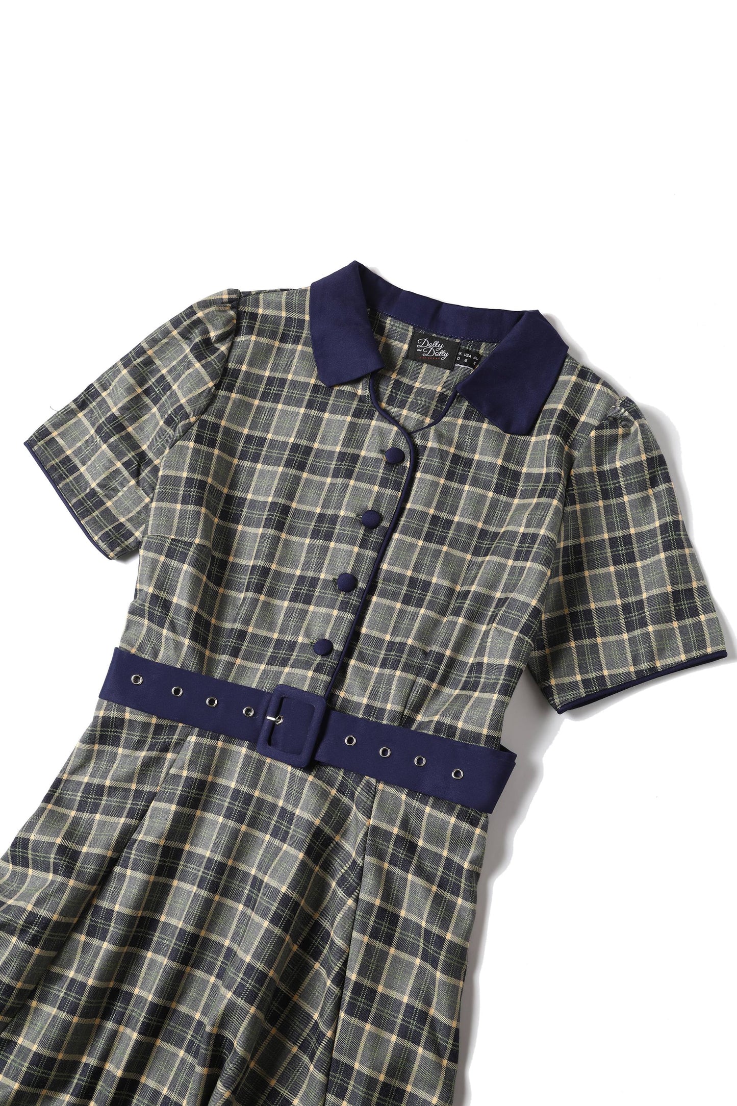 Penelope Navy & Grey Tartan Shirt Dress