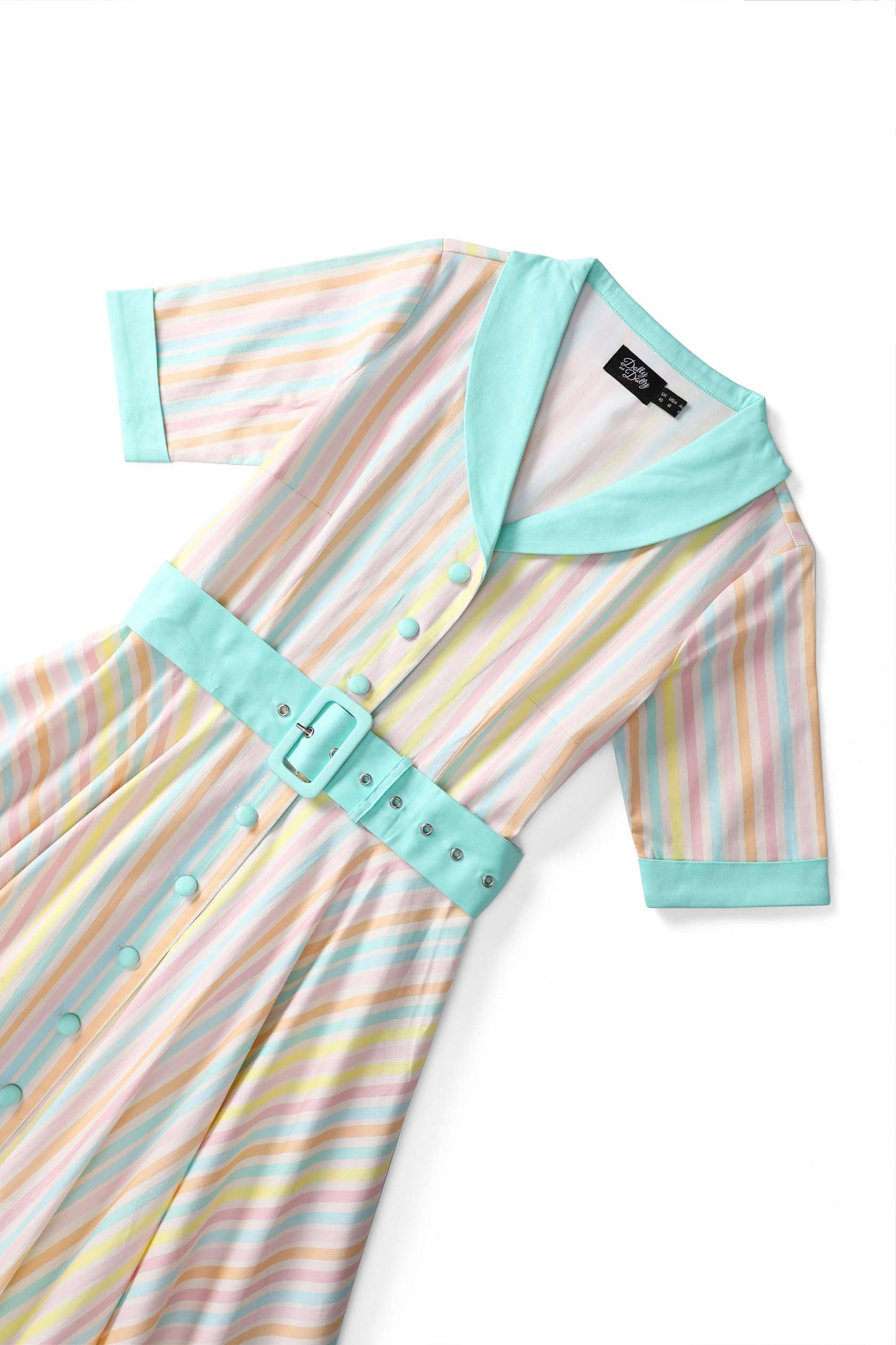 Mollie Pastel Striped Full Circle Shirt Dress