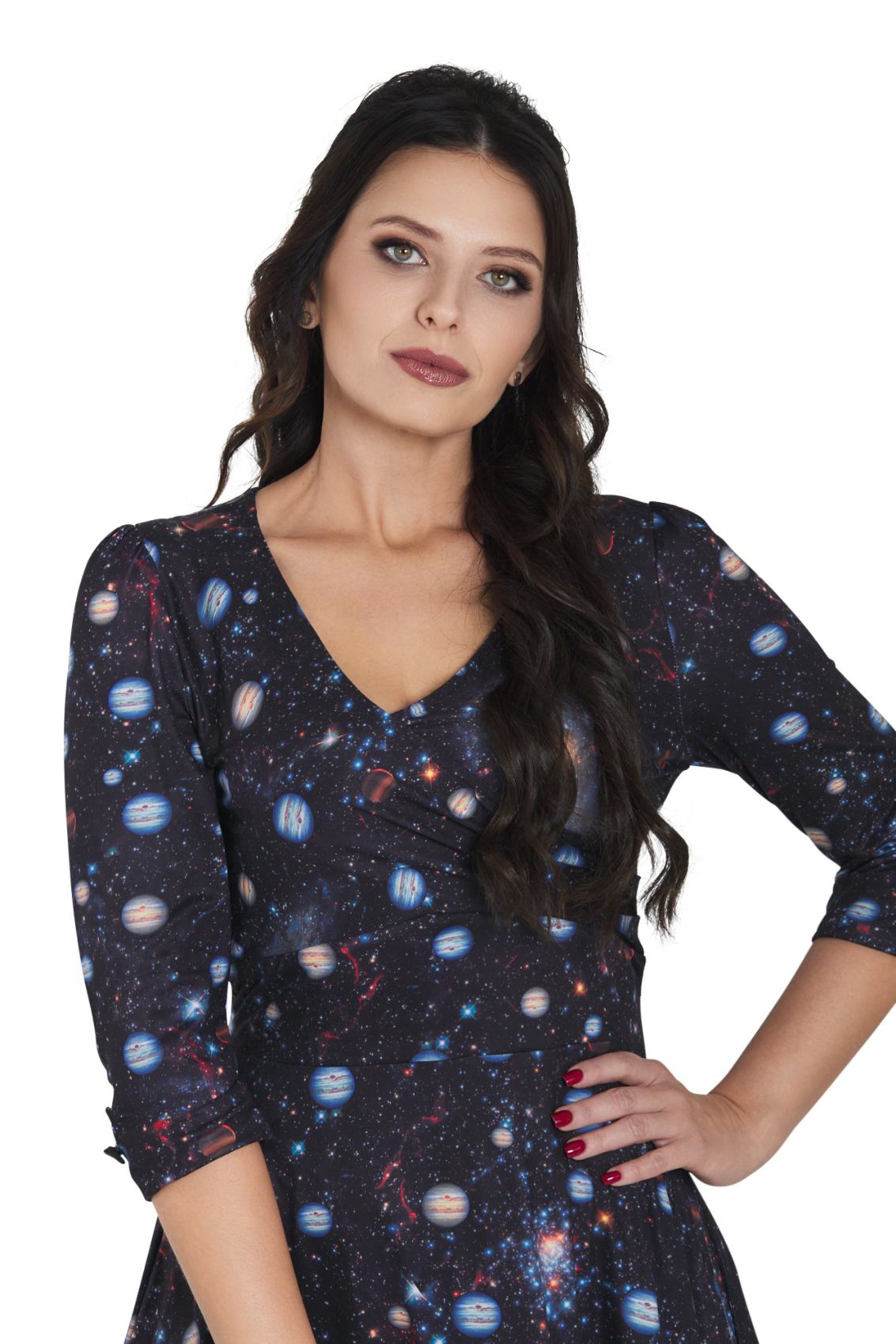 Katherine Black Space Long Sleeved Dress