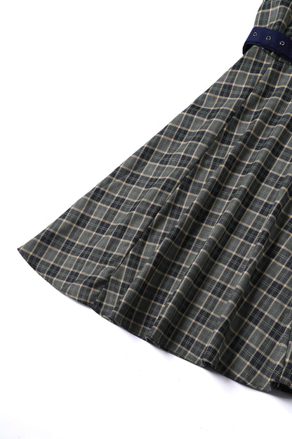 Penelope Navy & Grey Tartan Shirt Dress