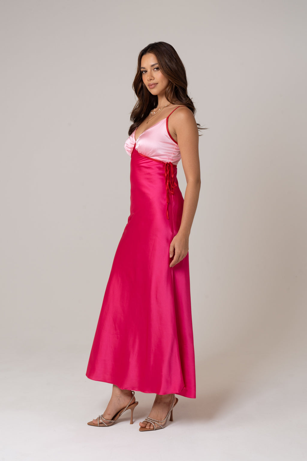 Arya Satin Slip Maxi Dress with Ties