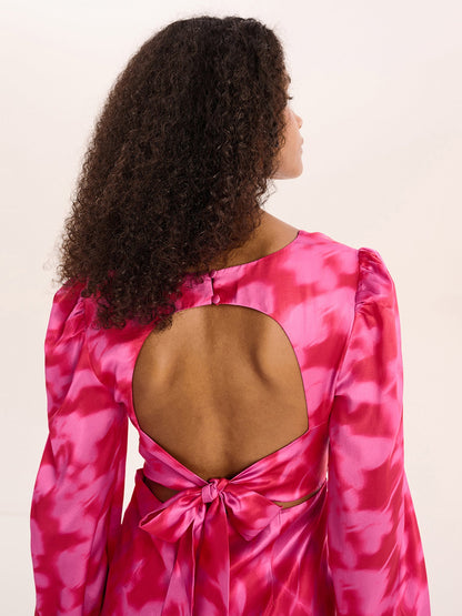 Francoise Dress in Magenta Blurred Floral