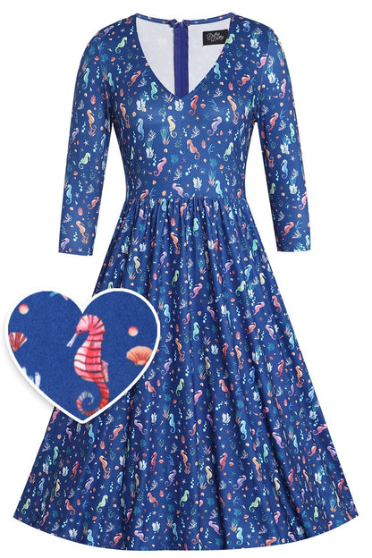 Billie Underwater Seahorse Flared Dress