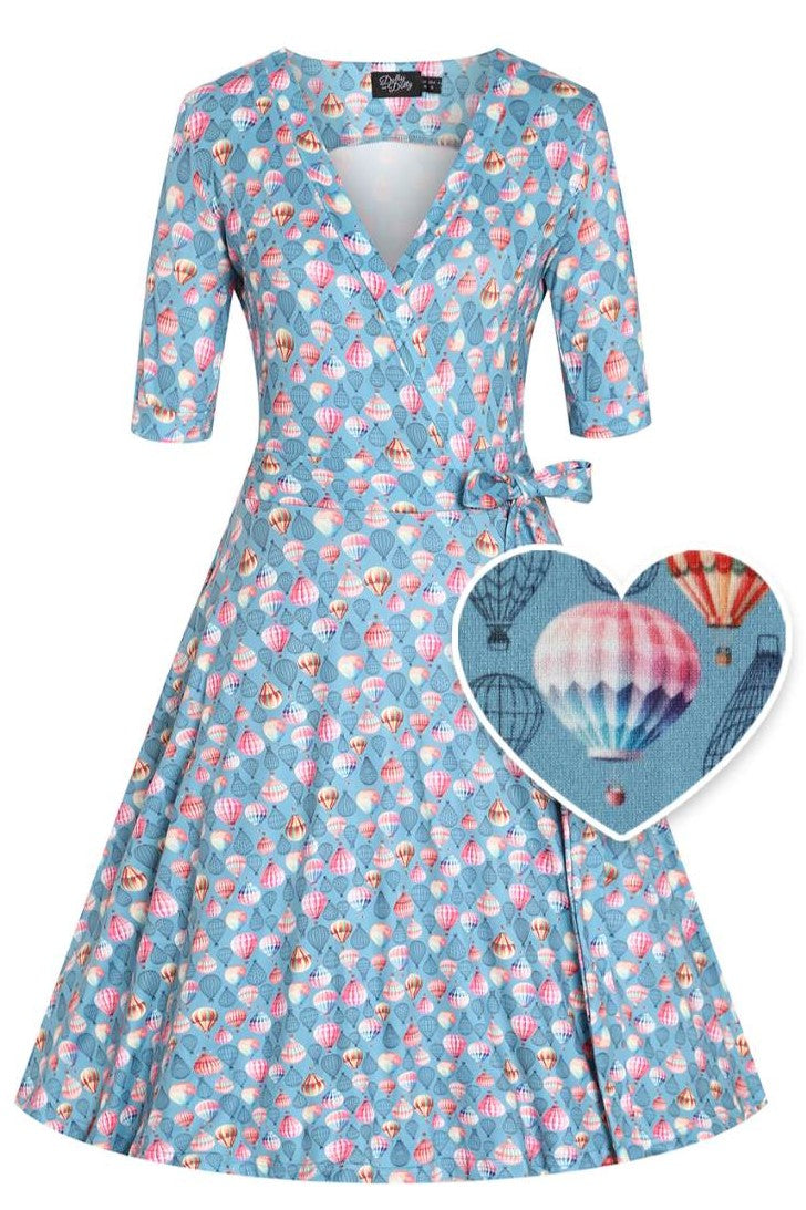 Matilda Hot Air Balloon Wrap Dress In Blue