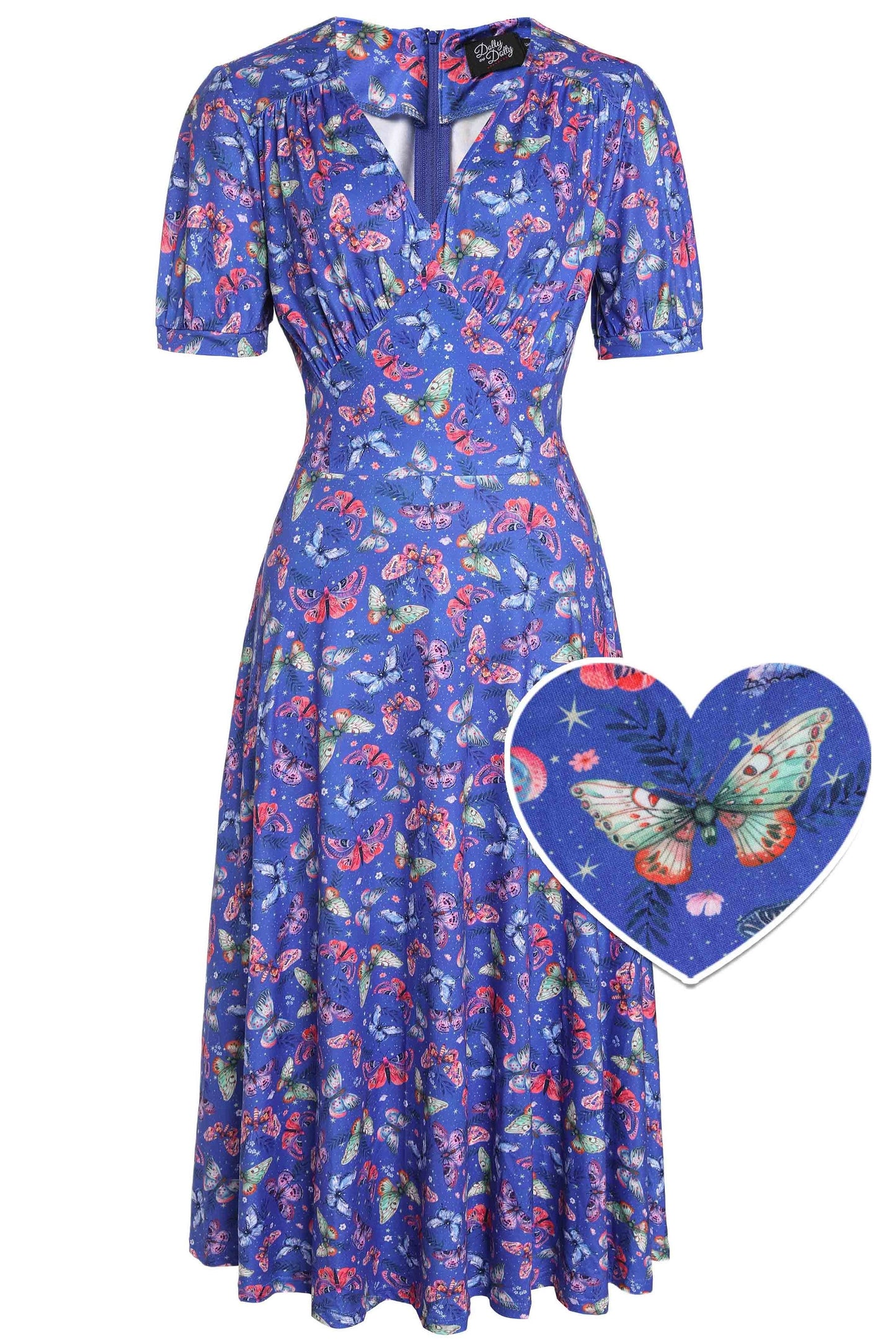 Julia Blue Butterfly Midi Dress