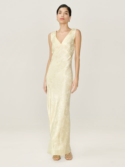 Iris Jacquard Dress in Double Cream