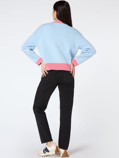 Kayla Knit Cardigan in Blue and Pink