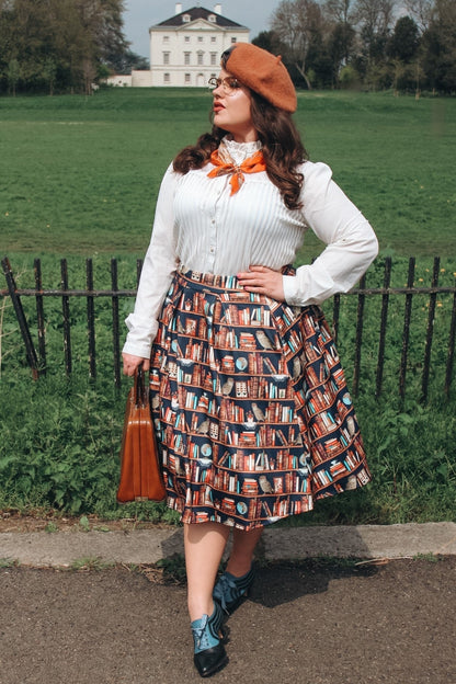 Carolyn Library Book & Owl Box Pleated Skirt
