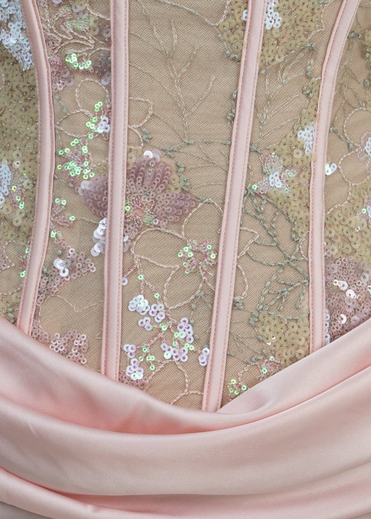 Love Blossoms Embellished Corset Gown -  Pink