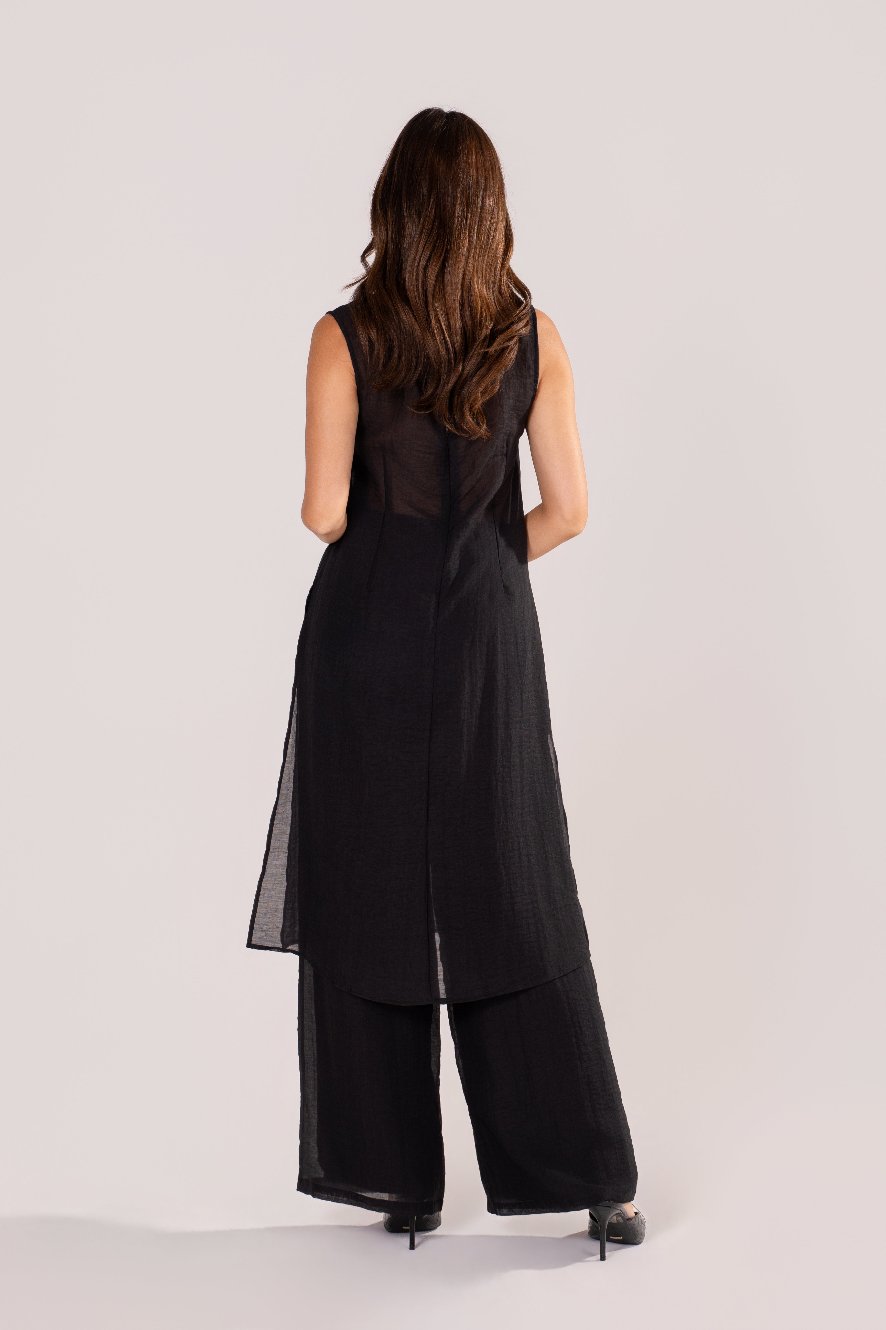 Margaux Black Sheer Tunic & Wide Leg Pant Set